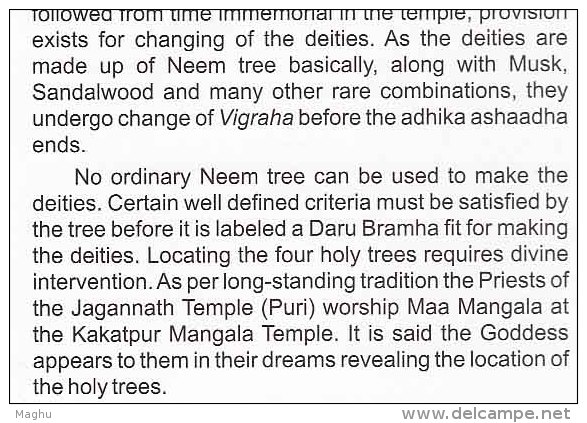 ´Nabakalebara´ Hindu Festival, Neem Tree Diety, Musk, Sandelwood Log, Mythology, 2015 Stamped Broucher - Bomen