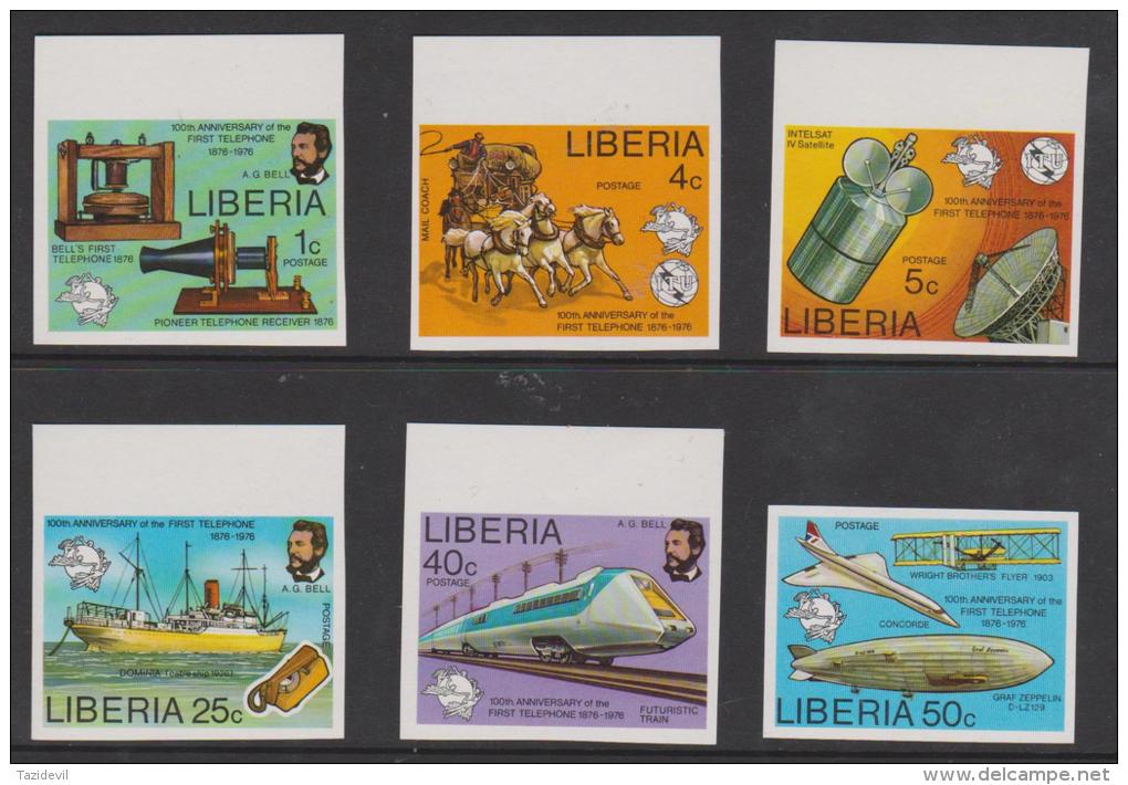 LIBERIA - 1976 IMPERF Centenary Of Telephone - Ships, Planes, Space, Etc. Scott 742-747. MNH ** - Liberia