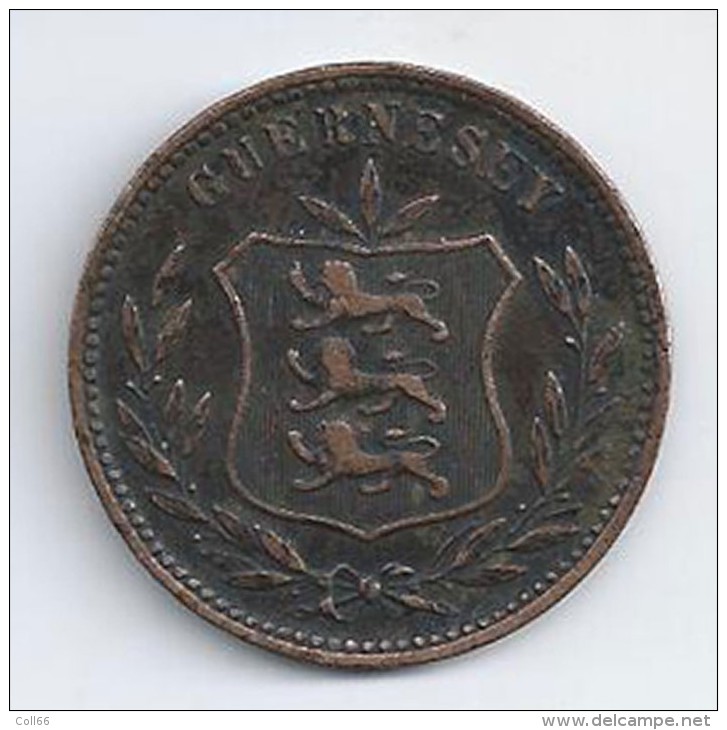 1902 île De Guernesey Guernsey Pièce De 8 Doubles 3 Lions En Armoiries Cuivre 10 Gr Diam 3.2 Cms UK British Très Propre - Sonstige – Europa