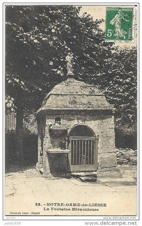 NOTRE - DAME - DE - LIESSE ..-- 02 . AISNE ..-- Fontaine . 1909 Vers GUEUX ( Mme Pierre COULON ) .  Voir Verso . - Otros & Sin Clasificación