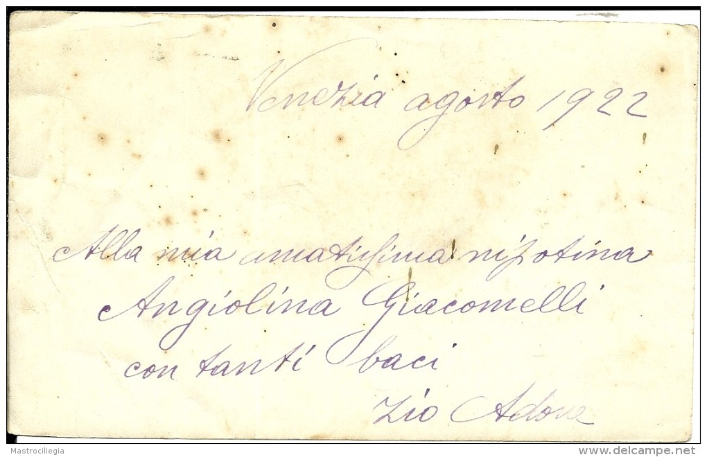 VENEZIA  Agosto 1922  Lo Zio Adone Per La Nipote Angiolina  Mare Bagnanti  Barca A Remi  14x8,5  2 Scans - Persone Anonimi