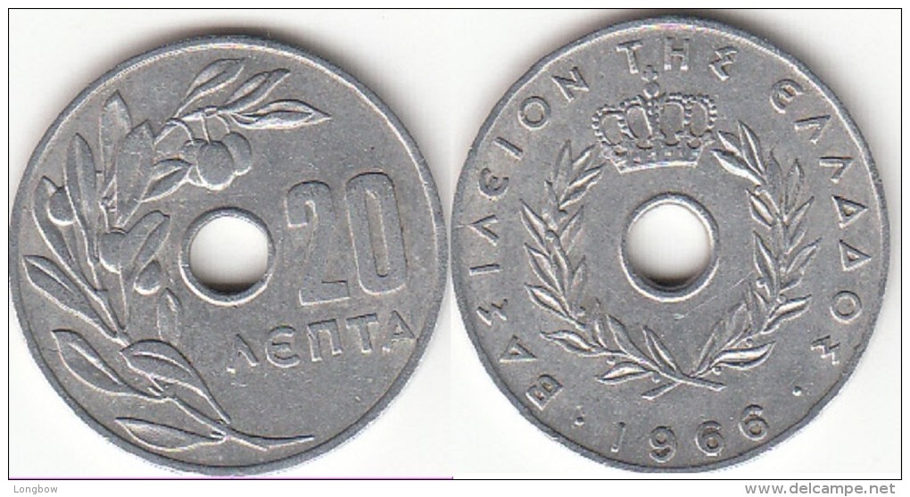 Grecia 20 Lepta 1966 Km#79 - Used - Grecia