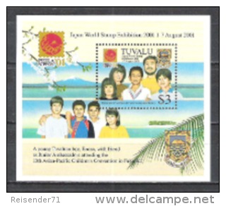 Tuvalu 2001 Philatelie Briefmarkenausstellung PHILANIPPON Gesellschaft Völker Botschafter Verständigung, Bl. 85 ** - Tuvalu