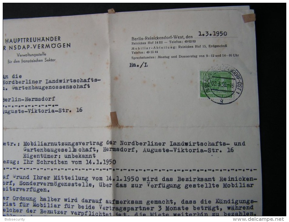 == Dokument Berlin Rheinickerdorf  1950 - Briefe U. Dokumente