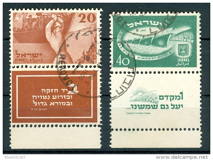 Israel - 1950, Michel/Philex No. : 30/31, - Used - Full Tab - - Oblitérés (avec Tabs)