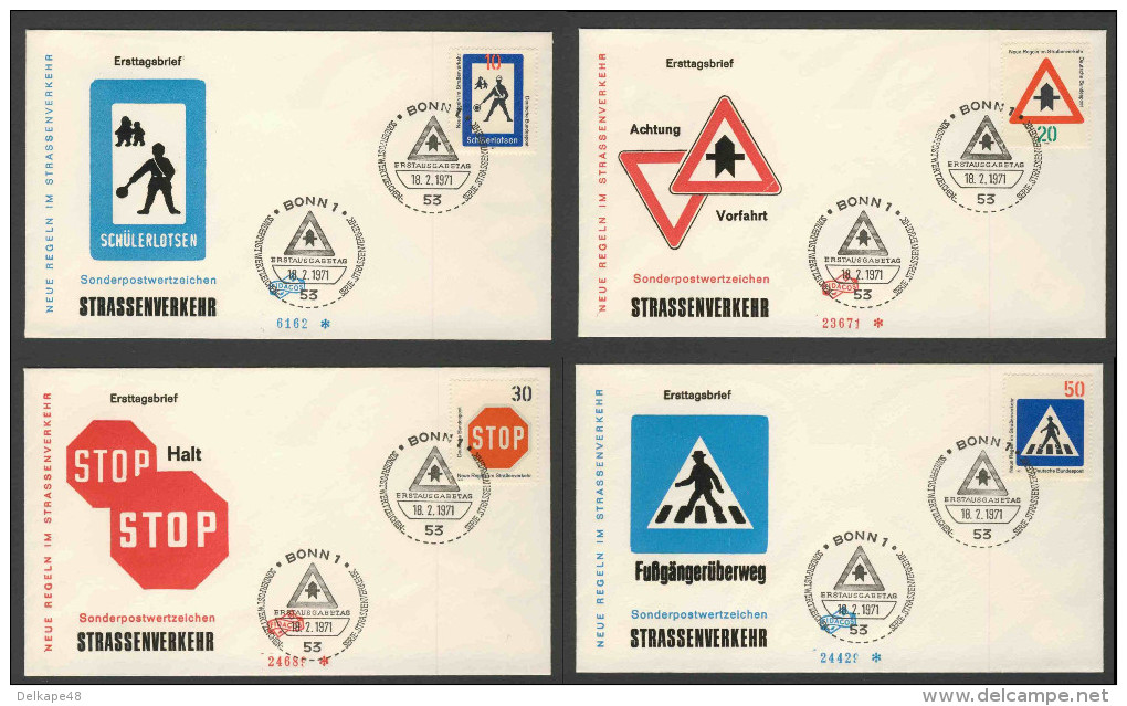 Deutschland Germany 1971 FDC + Mi 665 / 8 YT 528 /1 - New Road Traffic Regulations / Neue Regeln Im Straßenverkehr - Andere (Aarde)