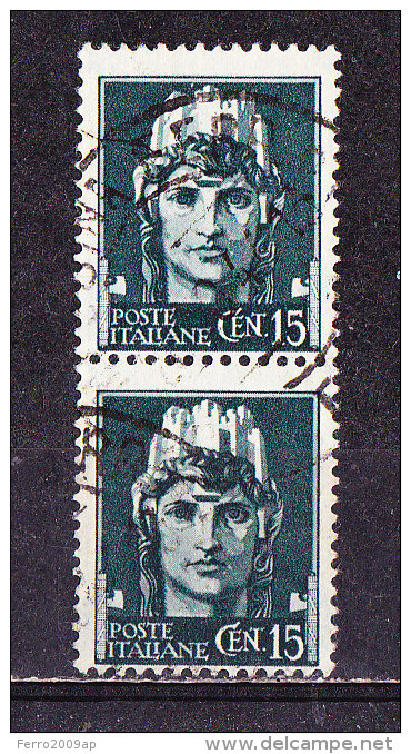 Italia -1929-Imperiale   Cent. 15 Coppia Verticale Usata-Oggetto Simile - Usati