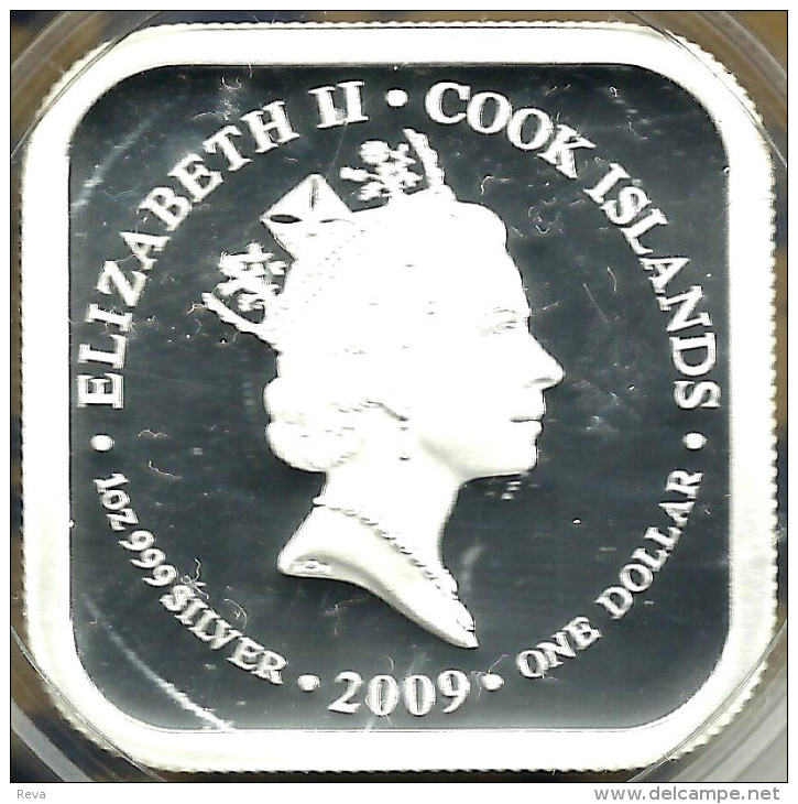 COOK ISLANDS $1 CAPTAIN COOK COTTAGE COLOURED FRONT QEII HEAD BACK 2009 AG SILVER PROOF READ DESCRIPTION CAREFULLY!!! - Cookeilanden