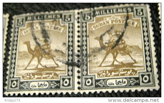 Sudan 1921 Arab Postman 5m X2 - Used - Soudan (...-1951)