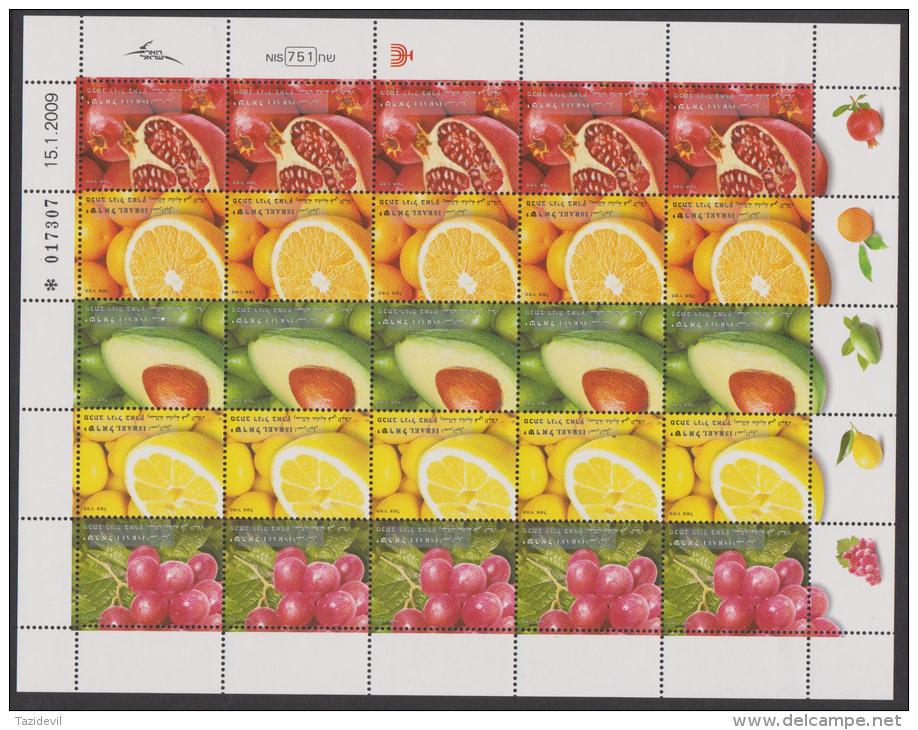 ISRAEL - 2009  Fruit Complete Sheetlet. Scott 1767. MNH ** - Blocs-feuillets