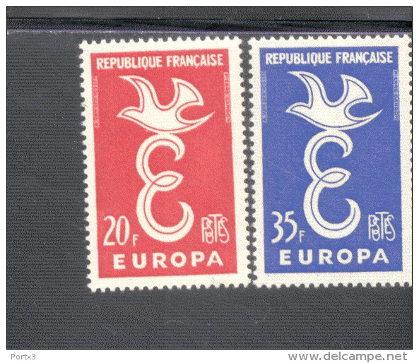 CEPT Taube über &euro; Frankreich 1210 - 1211 ** Postfrisch - 1958