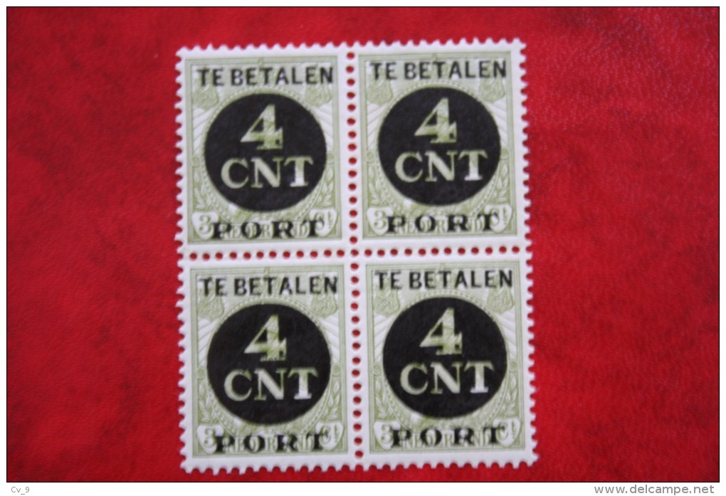 Blok Van 4 NVPH PORT 65 P65 1924 Postage Due Stamp Timbre-taxe Portmarke Selloe De Correos Ongebruikt / MH NEDERLAND - Impuestos