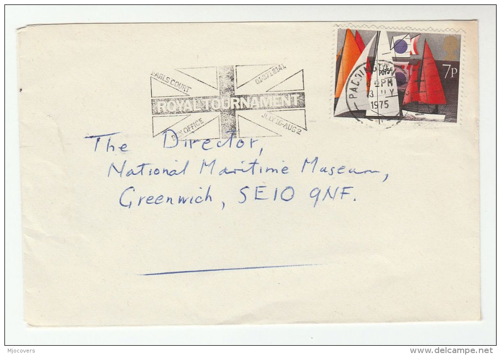 1975 Cover  ROYAL TOURNAMENT FLAG EARLS COURT Slogan Gb Stamps Military Paddington - Militaria