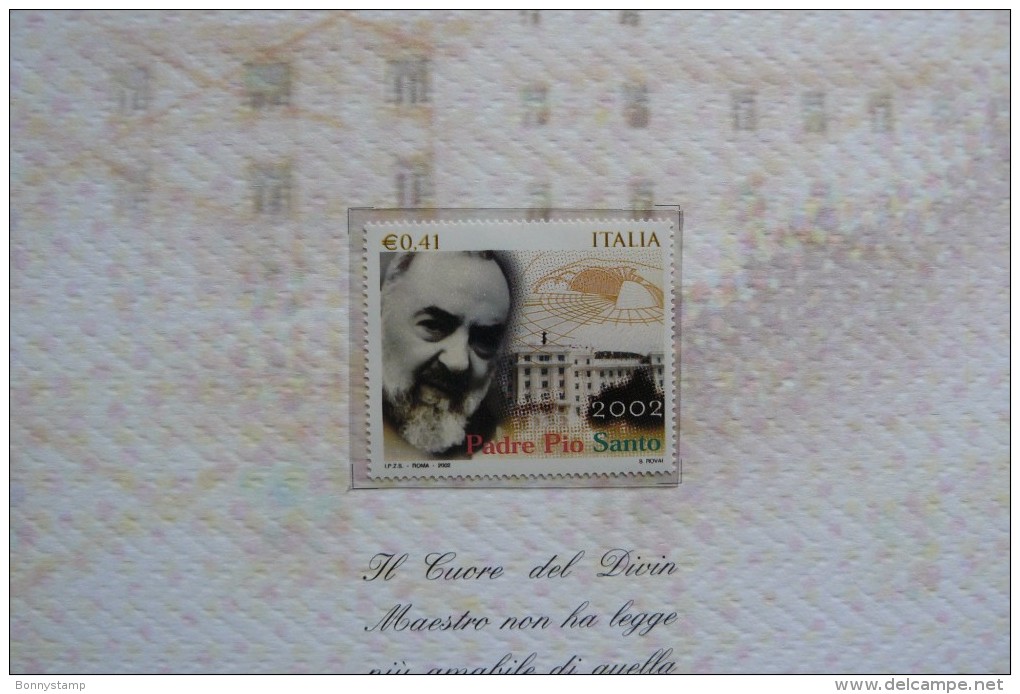 Repubblica Italiana, 2002 - Padre Pio Santo. - Folder