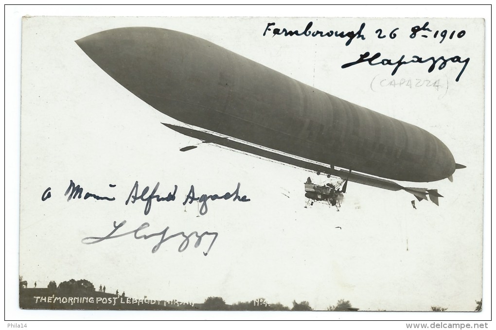 CPA BALLON DIRIGEABLE / AUTOGRAPHE AERONAUTE CAPAZZA / LEBAUDY 1910 - Zeppeline