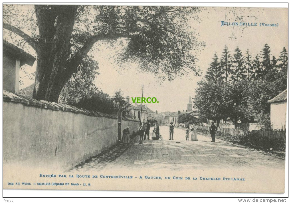 Carte Postale Ancienne De BULGNEVILLE – ENTREE PAR LA ROUTE DE CONTREXEVILLE – A GAUCHE UN COIN DE LA CHAPELLE STE-ANNE - Bulgneville