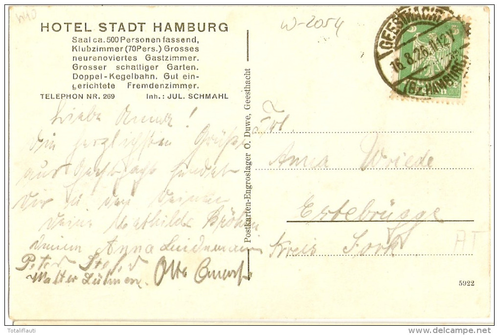 GEESTHACHT An Der Elbe Hotel Stadt Hamburg16.8.1926 Gelaufen TOP-Erhaltung - Geesthacht