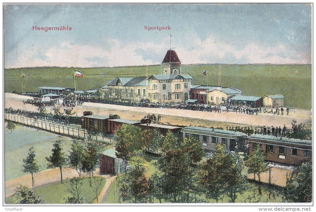 HEEGERMÜHLE Finow Eberswalde Sportpark Bahnhof Eisenbahn Zug 16.9.1912 Gelaufen - Eberswalde