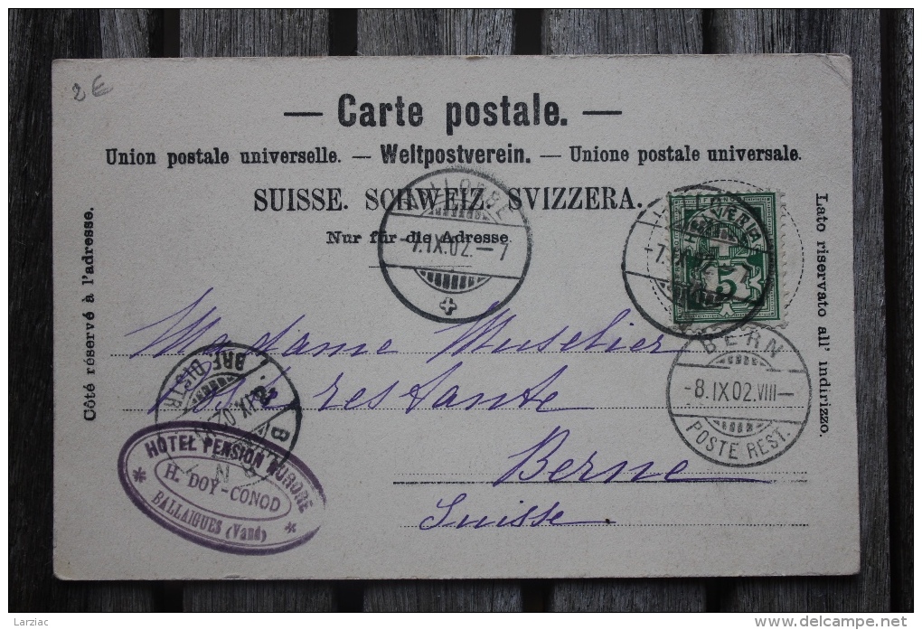 Carte Postale Source De L'Orbe Affranchie Type Armoiries Pour Berne Oblitération Vallorbe Suisse Bern Poste Restante - Lettres & Documents