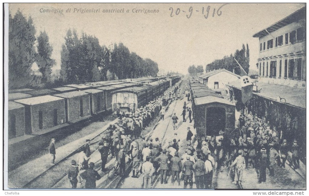 Cervignano Udine Stazione Ferroviaria Treno/binari/stazione Convoglio Dei Prigionieri Austriaci - Udine