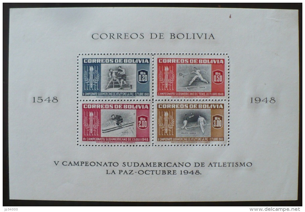 BOLIVIE Boxe, Tennis, Pelote Basque, Ski.  Yvert Bf 11/14  * Hinged. - Athlétisme