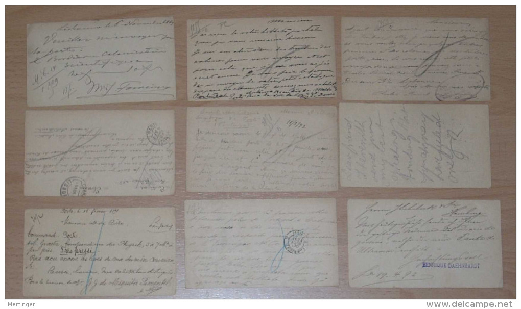 Portugal 1887-93  9 Stationery Card 20R Luis I To France And Germany - Cartas & Documentos