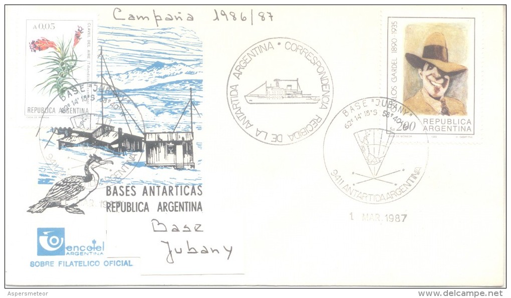 BASE JUBANY CAMPAÑA 1986/87  CARLOS GARDEL  AÑO 1987 BASES ANTARTICAS DE LA REPUBLICA ARGENTINA - Otros & Sin Clasificación