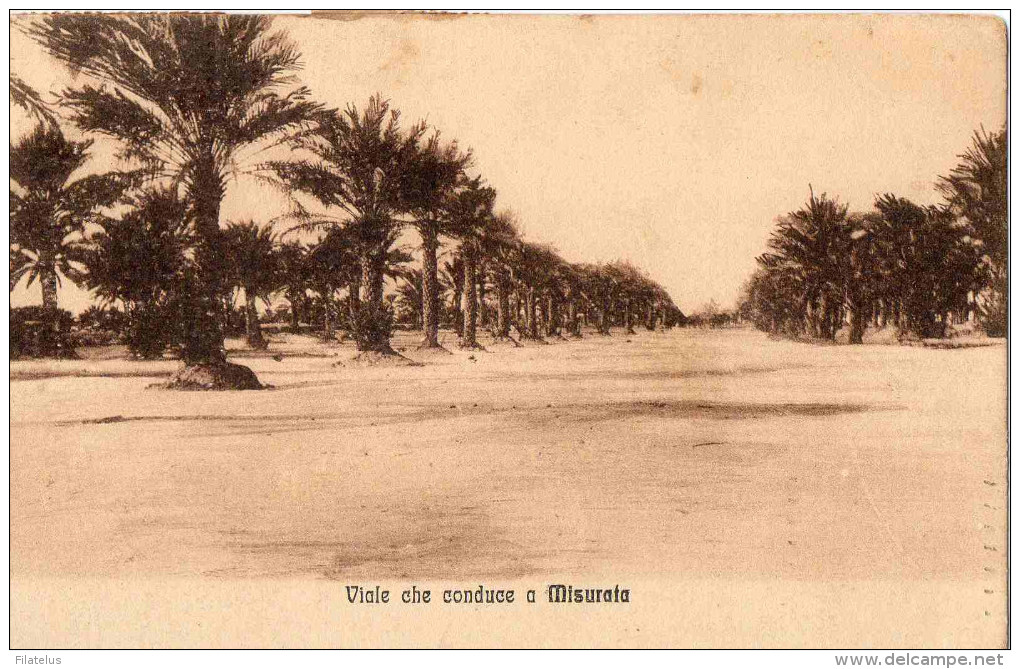 CARTOLINA POSTALE -BENGASI-(CIRENAICA)-26-1-1922-FRONTE :VIALE CHE CONDUCE A MISURATA - Libia