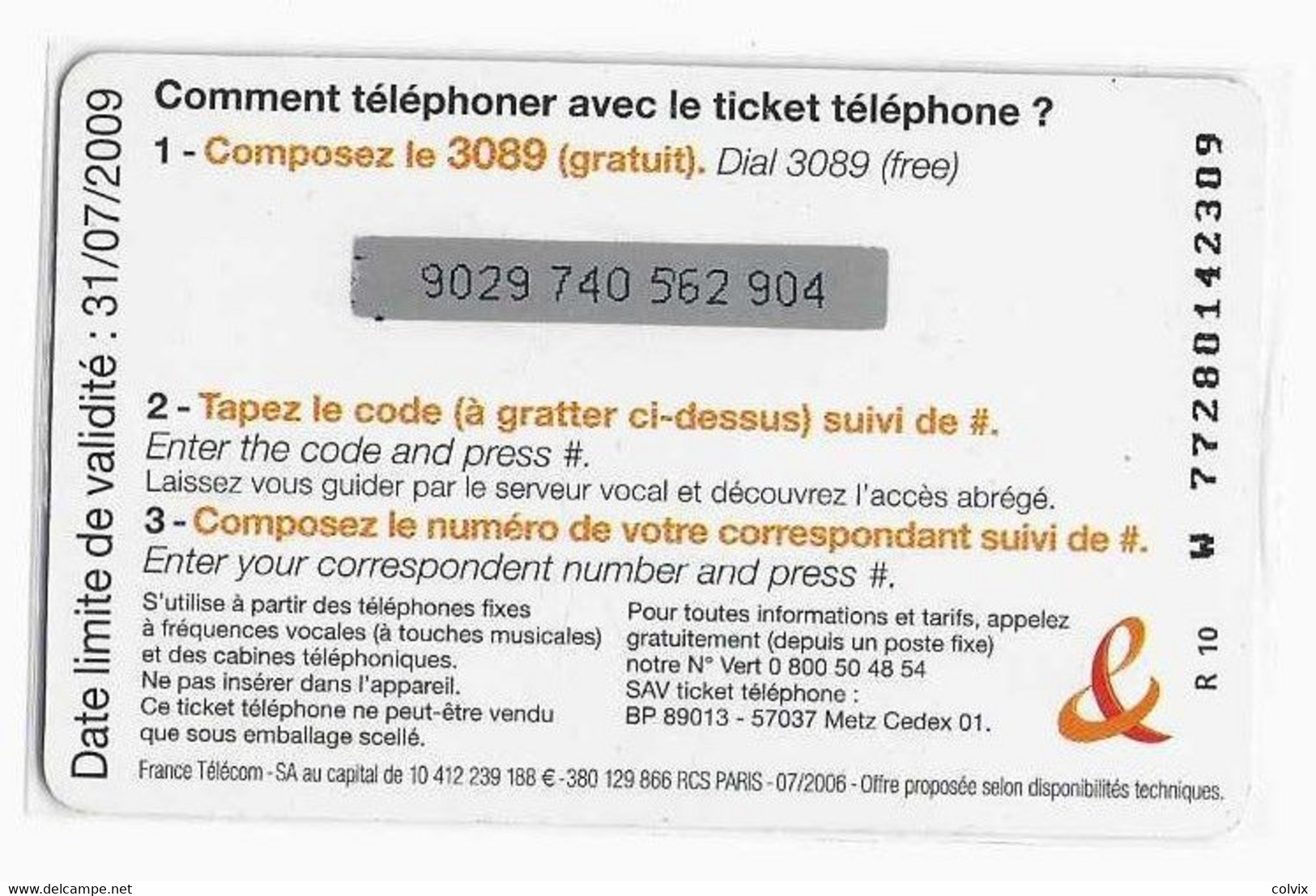 FRANCE PREPAYEE TICKET TELEPHONE 10 € ORANGE RUGBY - FT