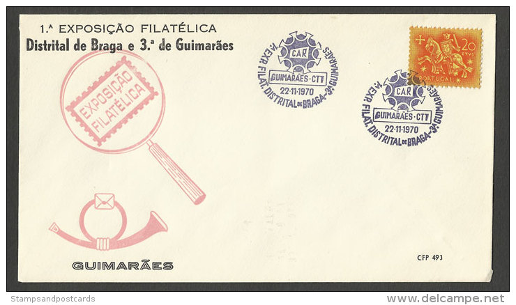 Portugal Cachet Commémoratif  Expo Philatelique 1970 Guimarães Braga Event Postmark Philatelic Expo - Postal Logo & Postmarks