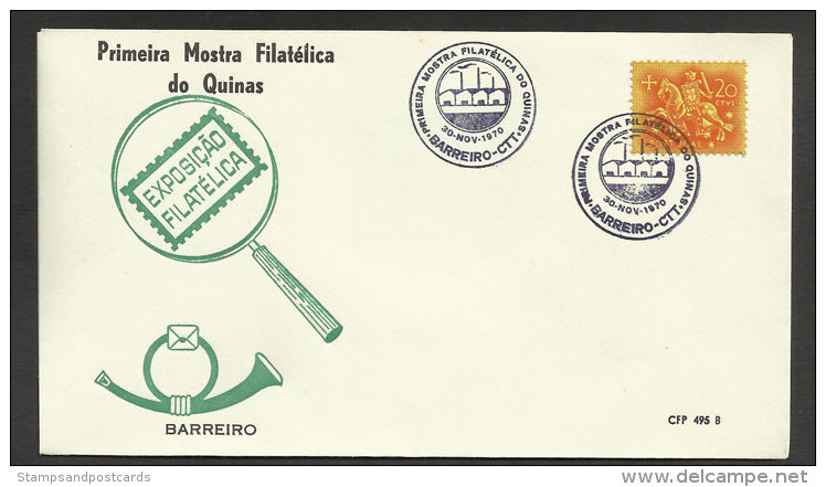 Portugal Cachet Commémoratif  Expo Philatelique Barreiro Quinas 1970 Event Postmark Philatelic Expo - Flammes & Oblitérations