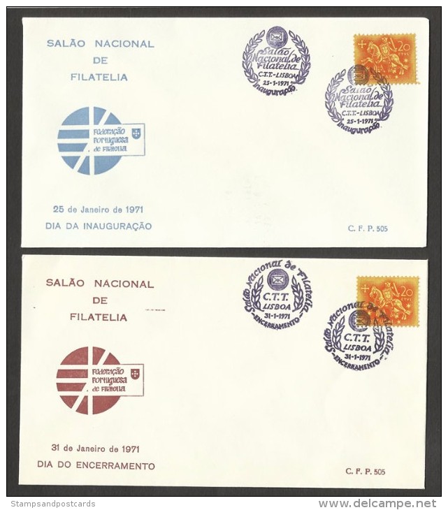 Portugal 2 Cachet Commémoratif  Expo Philatelique Lisbonne 1971 Event Pmk Philatelic Expo Lisbon - Postal Logo & Postmarks