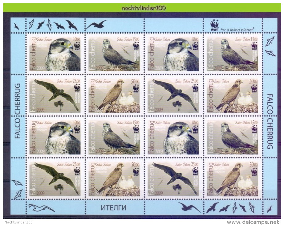 Nbx434MS16b WWF ROOFVOGELS VALK SAKER FALCON SAKERFALKE BIRDS VÖGEL OISEAUX AVES KYRGYZSTAN 2009 PF/MNH - Ongebruikt