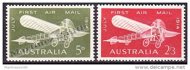 Australia 1964 Airmail Yvert A-12-13, 50th Anniversary First Air Mail, Airplane - MNH - Neufs