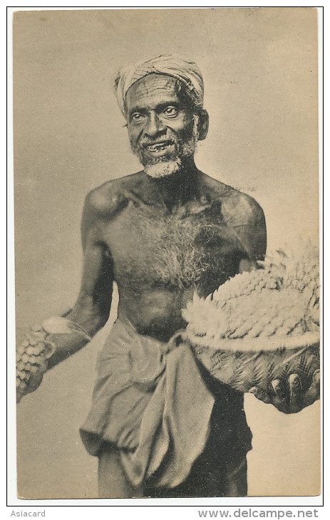 172 Singhalese Old Man Ceylon Selling Pineapples  Ananas Platé's - Sri Lanka (Ceylon)