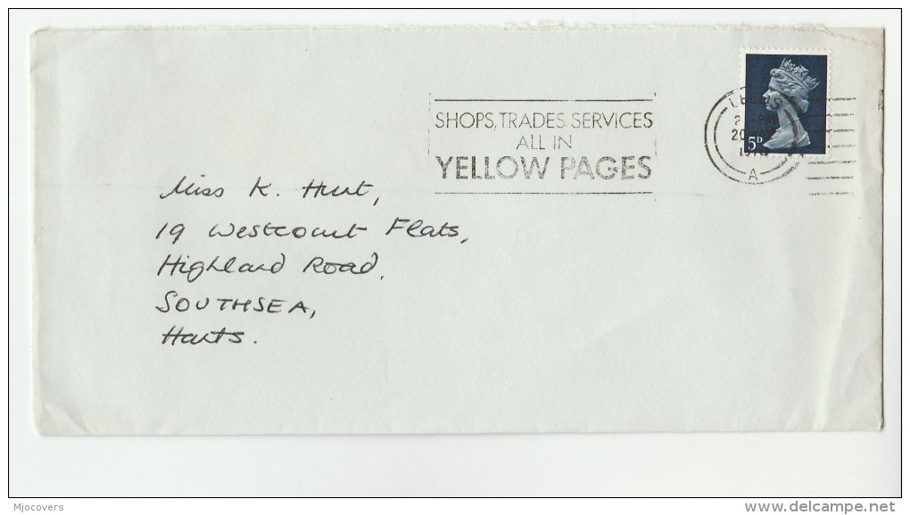 1970  Leeds COVER Slogan SHOPS TRADE SERVICES ALL IN YELLOW PAGES  Stamps Telephone Directory Telecom Gb - Telecom
