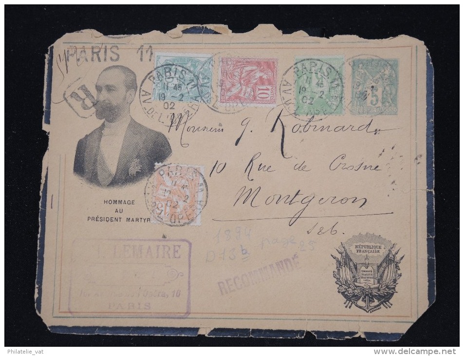 FRANCE- Entier Postal ( Enveloppe ) Repiquage Du Président Carnot En Recom. Réf D10c 1902 - à Voir - Lot P8579 - Sobres Transplantados (antes 1995)