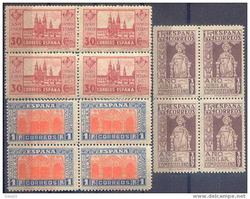 ES833-L1333.España.Spain  Espagne AÑO JUBILAR COMPOSTELANO 1937.( Ed 833/5**) Bloque De 4,,sin Charnela.LUJO - Nuevos