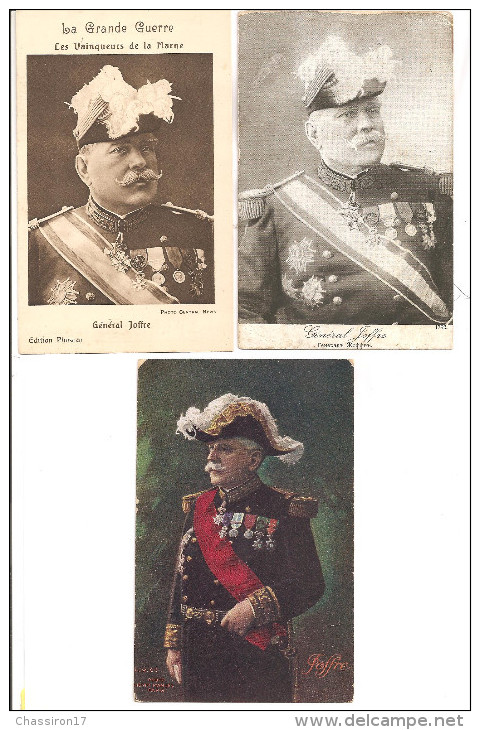 Guerre 1914-1918 - GENERAL  JOFFRE - Lot De 3 Cartes - Dont Une Avec Pub Phoscao - Personaggi