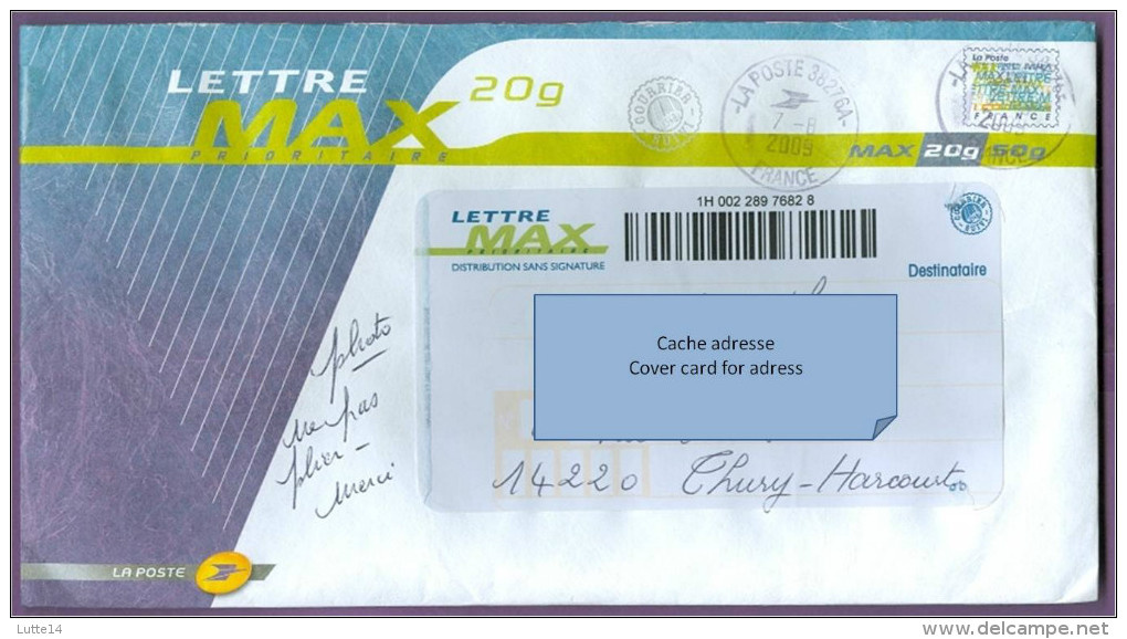 Enveloppe FRANCE : Lettre Max Prioritaire 20 Grammes La Poste Oblitération 07/08/2009 - Otros & Sin Clasificación