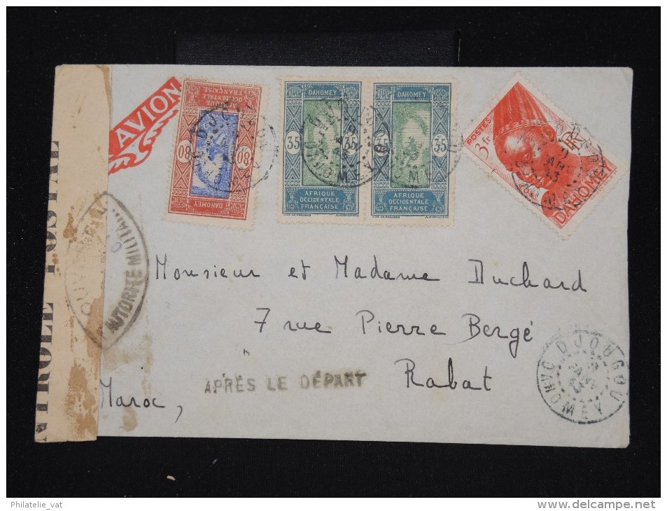 FRANCE - DAHOMEY - Env. De Djougou Pour Rabat En 1943 Avec Controle Et Griffe " Aprés Le Départ"  - à Voir - Lot P8596 - Cartas & Documentos