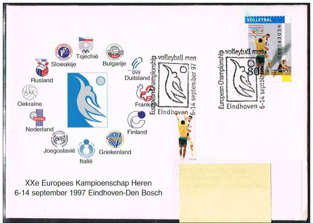 Netherlands European Championship 1997 Cancel Volleyball On Private Cover. - Volley-Ball