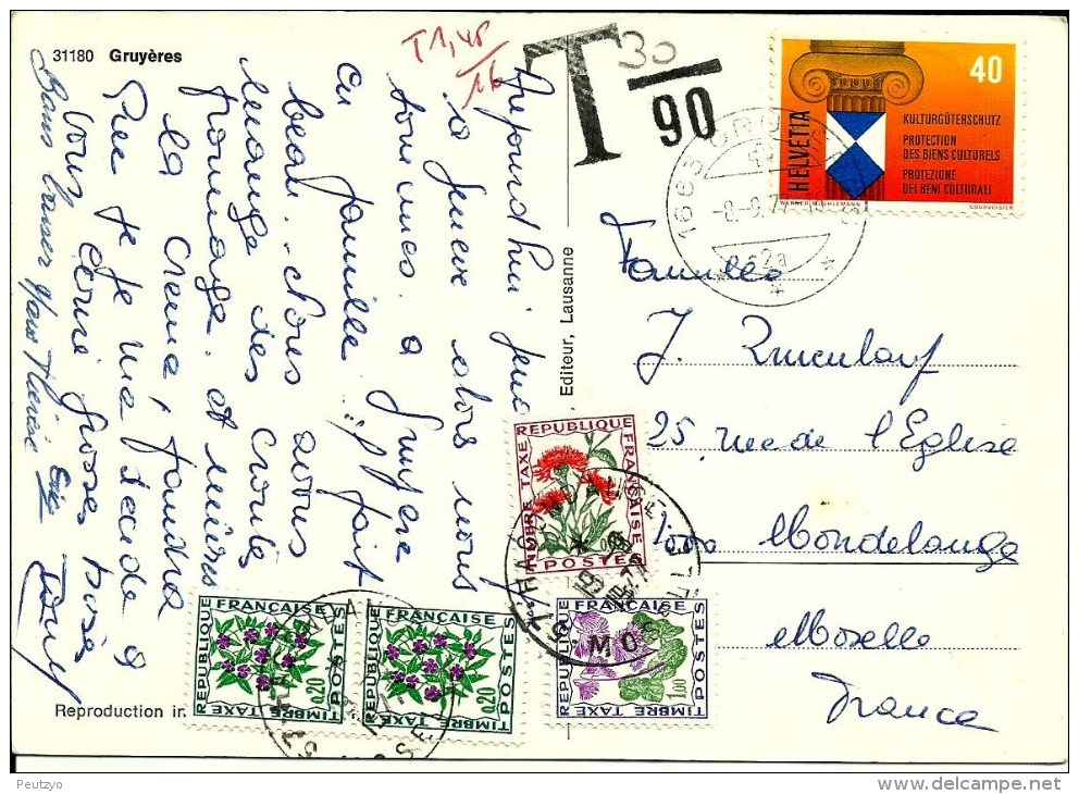 Lettre  Cpa Taxées Timbres Fleurs  A58/52 - 1859-1959 Storia Postale