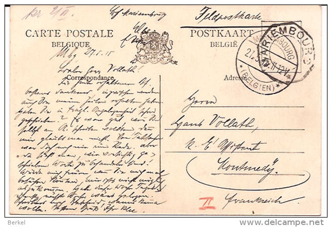 ROLY LE CHÂTEAU -FERME CACHET FELDPOST MARIEMBOURG 1915 Re676 Philippeville - Philippeville