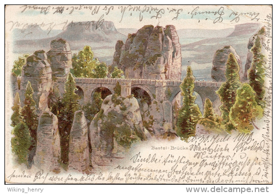 Bastei - Litho Basteibrücke - Bastei (sächs. Schweiz)