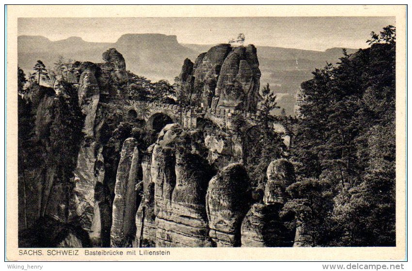 Bastei - S/w Basteibrücke Mit Lilienstein 3 - Bastei (sächs. Schweiz)