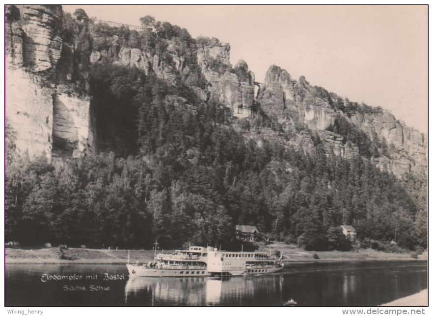 Bastei - S/w Elbdampfer Mit Bastei - Bastei (sächs. Schweiz)