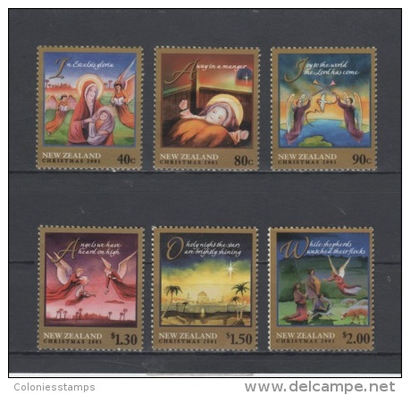 (S1223) NEW ZEALAND, 2001 (Christmas). Complete Set. Mi ## 1936-1941. MNH** - Unused Stamps