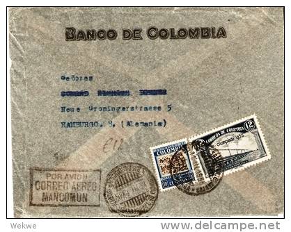 CO034 / Banco De Colombia, Brief Per  Luftpost Hamburg 1935 - Kolumbien