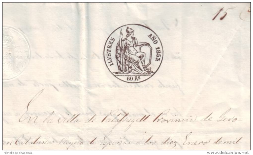 E549 SPAIN ESPAÑA PAPEL SELLADO 1853 ILUSTRES REVENUE SEALLED PAPER - Fiscaux-postaux